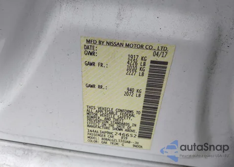 2017 Nissan Altima 2.5 S из США, поврежденный, VIN 1N4AL3AP9HC246652